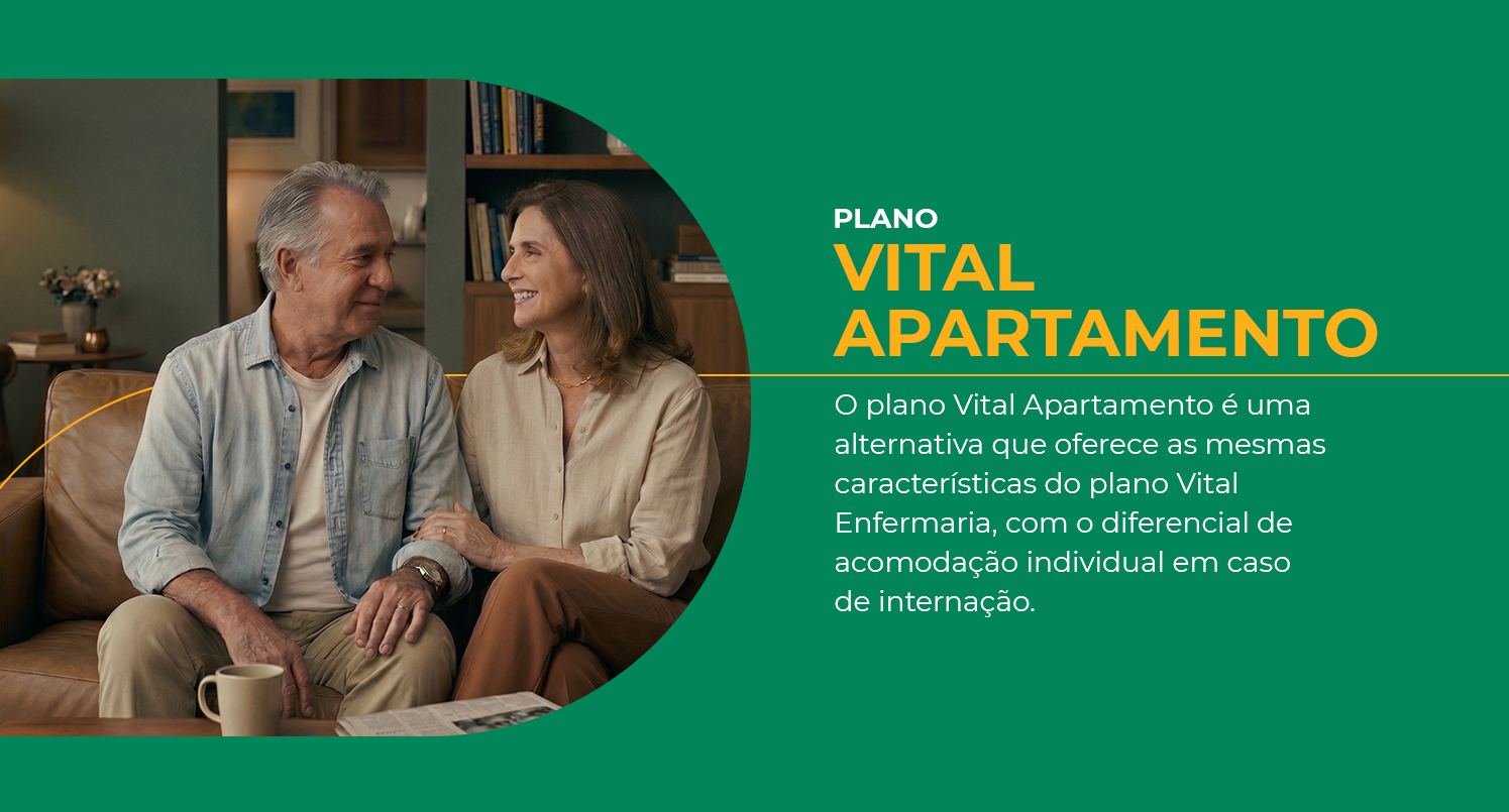 Plano Vital Enfermaria — Esse será o plano oferecido a você, uma opção equilibrada para o seu cuidado. O Plano Vital é uma opção que oferece atendimento com qualidade, contando com uma rede mais otimizada, pensada para atender de forma eficiente às principais necessidades.